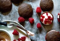 Chocolate Raspberry Ripple Whoopie Pies: Soft Chocolate Cakes with Raspberry Swirl