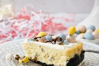 Mini Egg Easter Cheesecake with Chocolate Cookie Crust