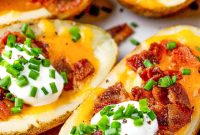 Crispy Air Fryer Potato Skins Filled with Cheesy Bacon