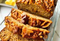 Moist Banana Walnut Bread with Toasted Coconut Flakes