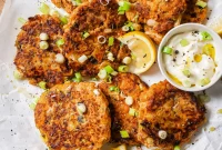 Sweet Potato Tuna Patties with Lemon-Dill Yogurt Dip
