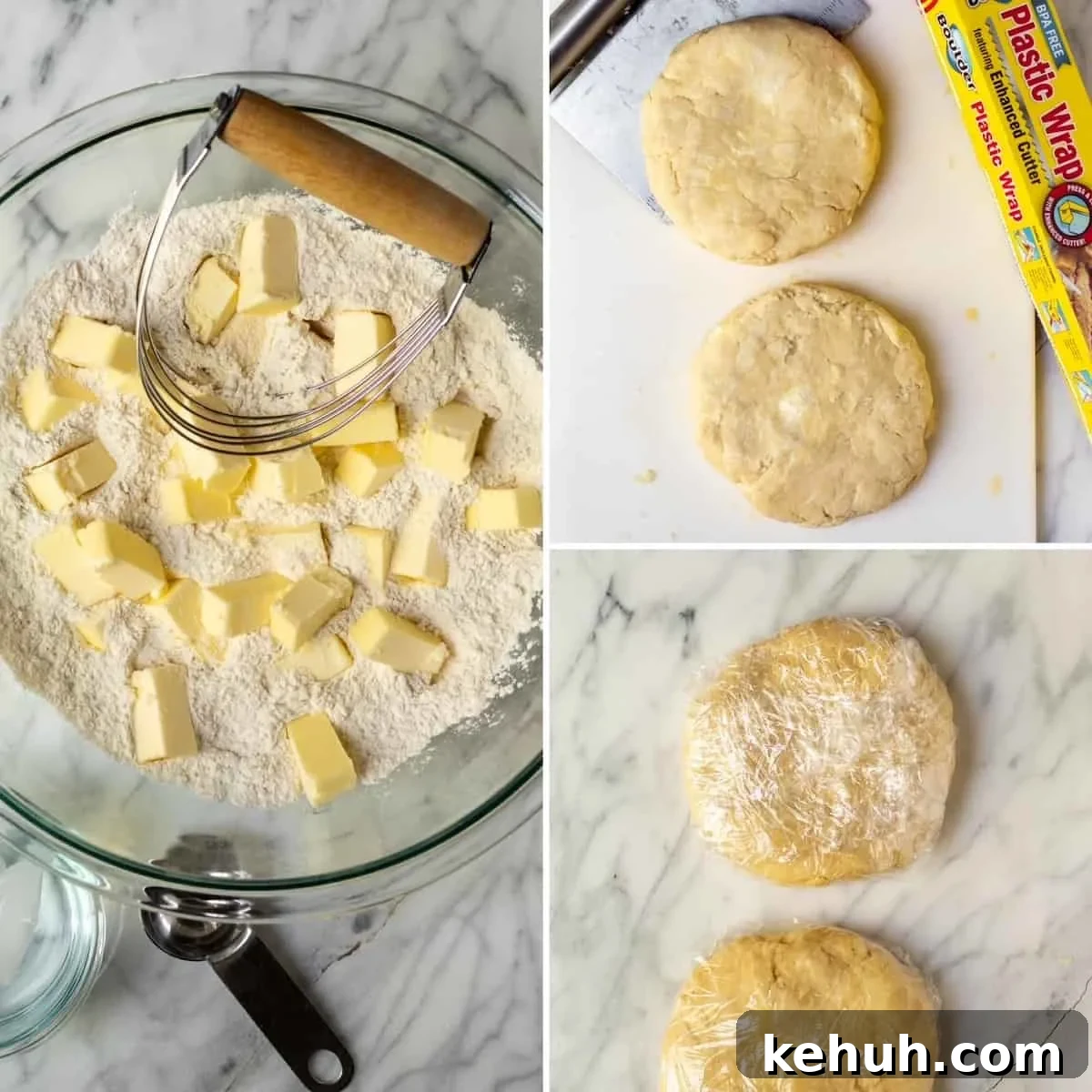 Three photo process collage, how to make the pie dough.
