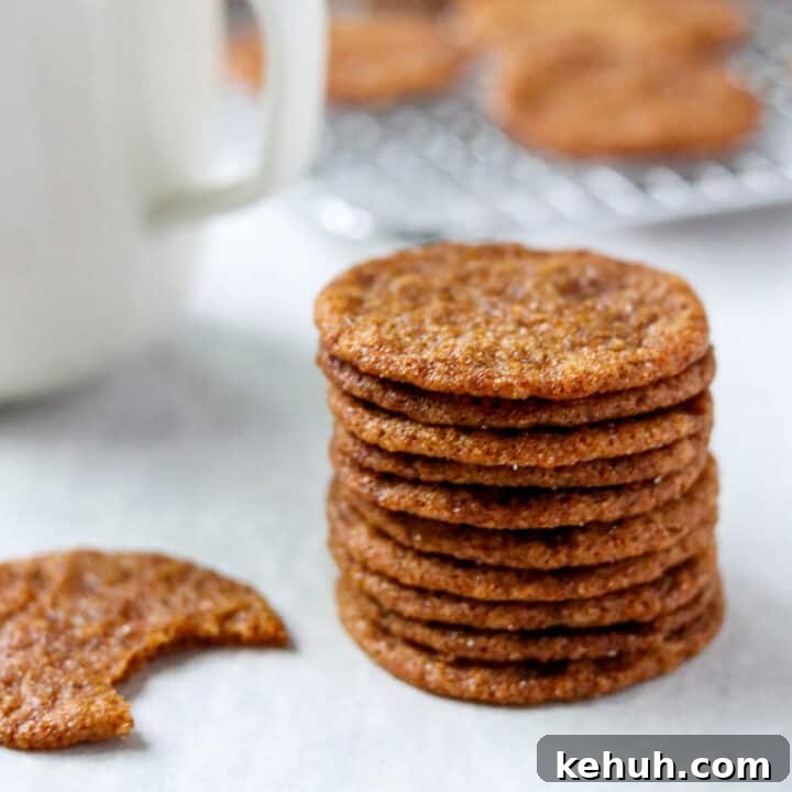 A close up of a stack of Swedish Ginger Cookies (Pepparkakor).