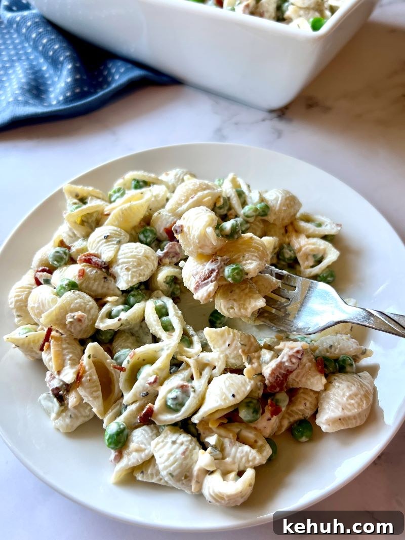 Creamy Bacon and Pea Pasta Salad Recipe for Summer Meals 6 Serving suggestion