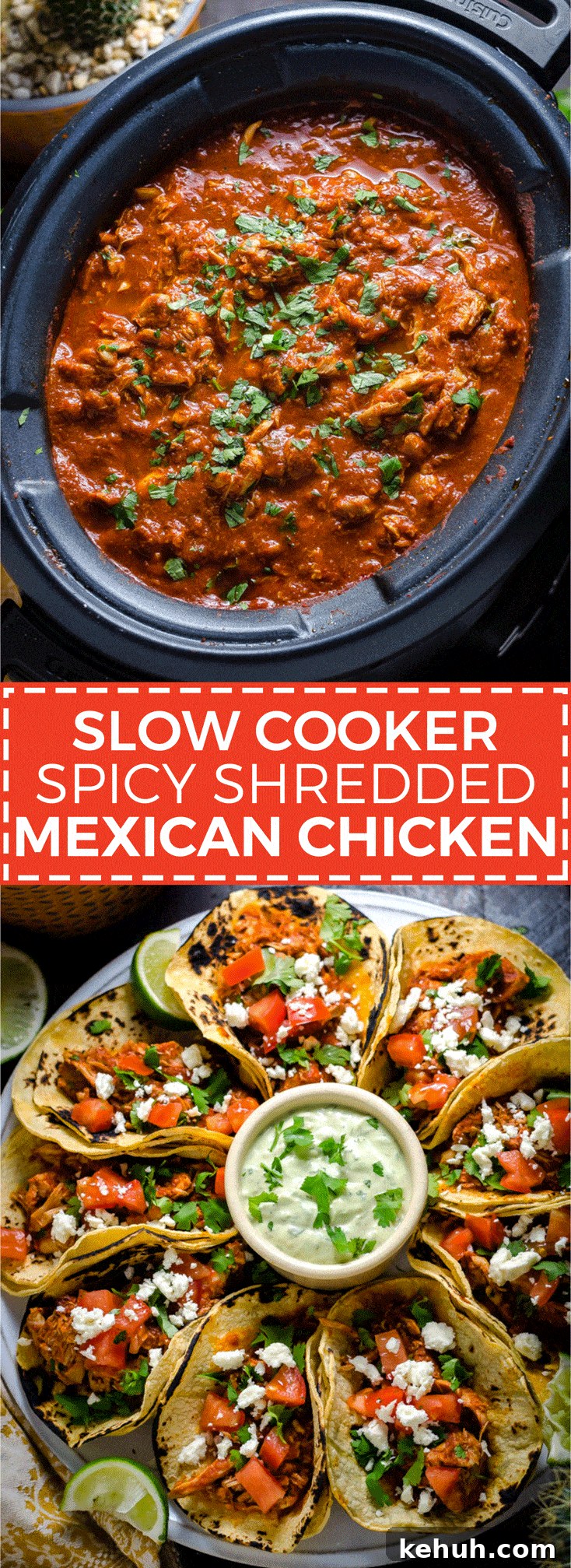 Spicy Slow-Cooker Shredded Mexican Chicken Recipe 3 Slow Cooker Spicy Shredded Mexican Chicken. Almost as easy to make as it is delicious. Great for tacos, enchiladas, burritos, and more! | hostthetoast.com