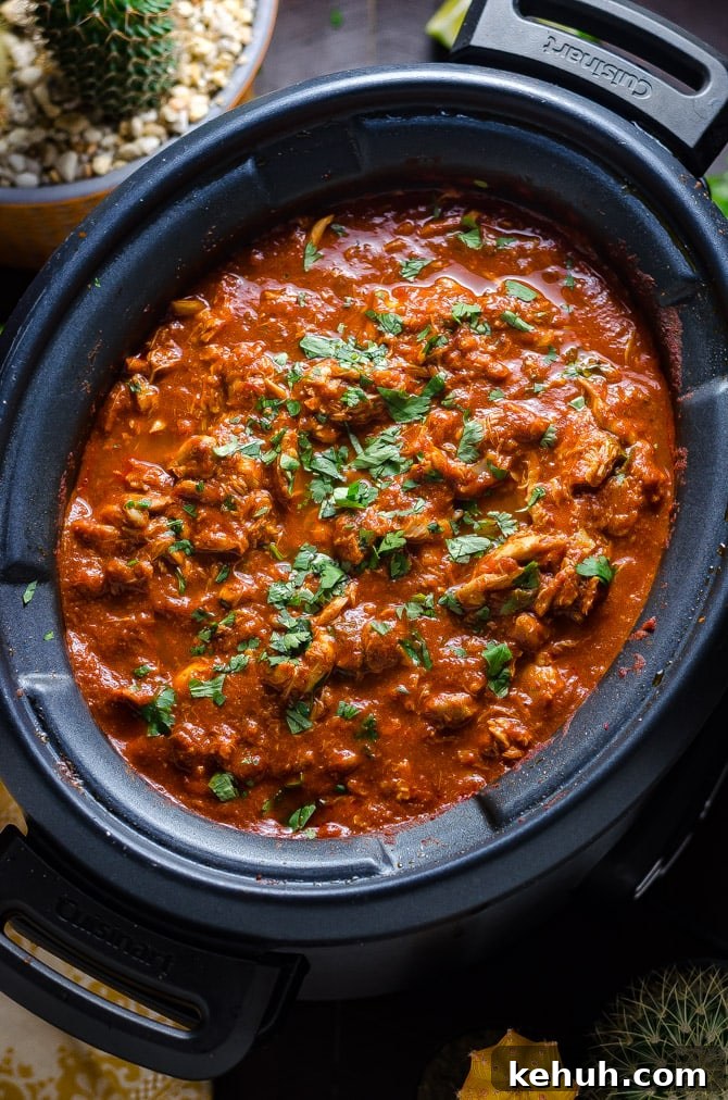 Spicy Slow-Cooker Shredded Mexican Chicken Recipe 4 Slow Cooker Spicy Shredded Mexican Chicken. Almost as easy to make as it is delicious. Great for tacos, enchiladas, burritos, and more! | hostthetoast.com