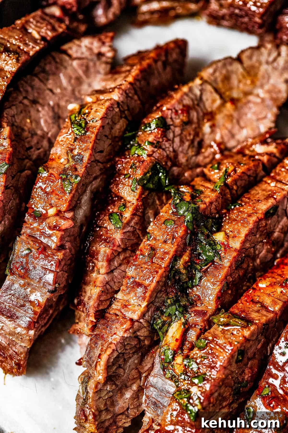 Instant Pot Carne Asada Recipe — Quick Tender Steak Dinner 9 Close-up shot of sliced steak.