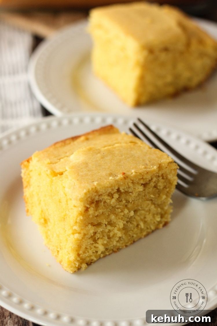 cornbread on a white plate