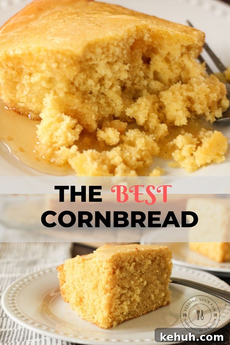 cornbread with honey on a white plate
