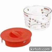 Pyrex Prepware 8-Cup Measuring Cup, Clear with Red Lid and Measurements