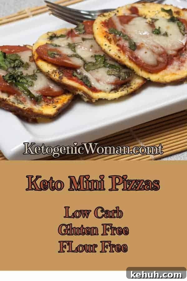 Keto Mini Pepperoni Pizzas feature a flour free crust!