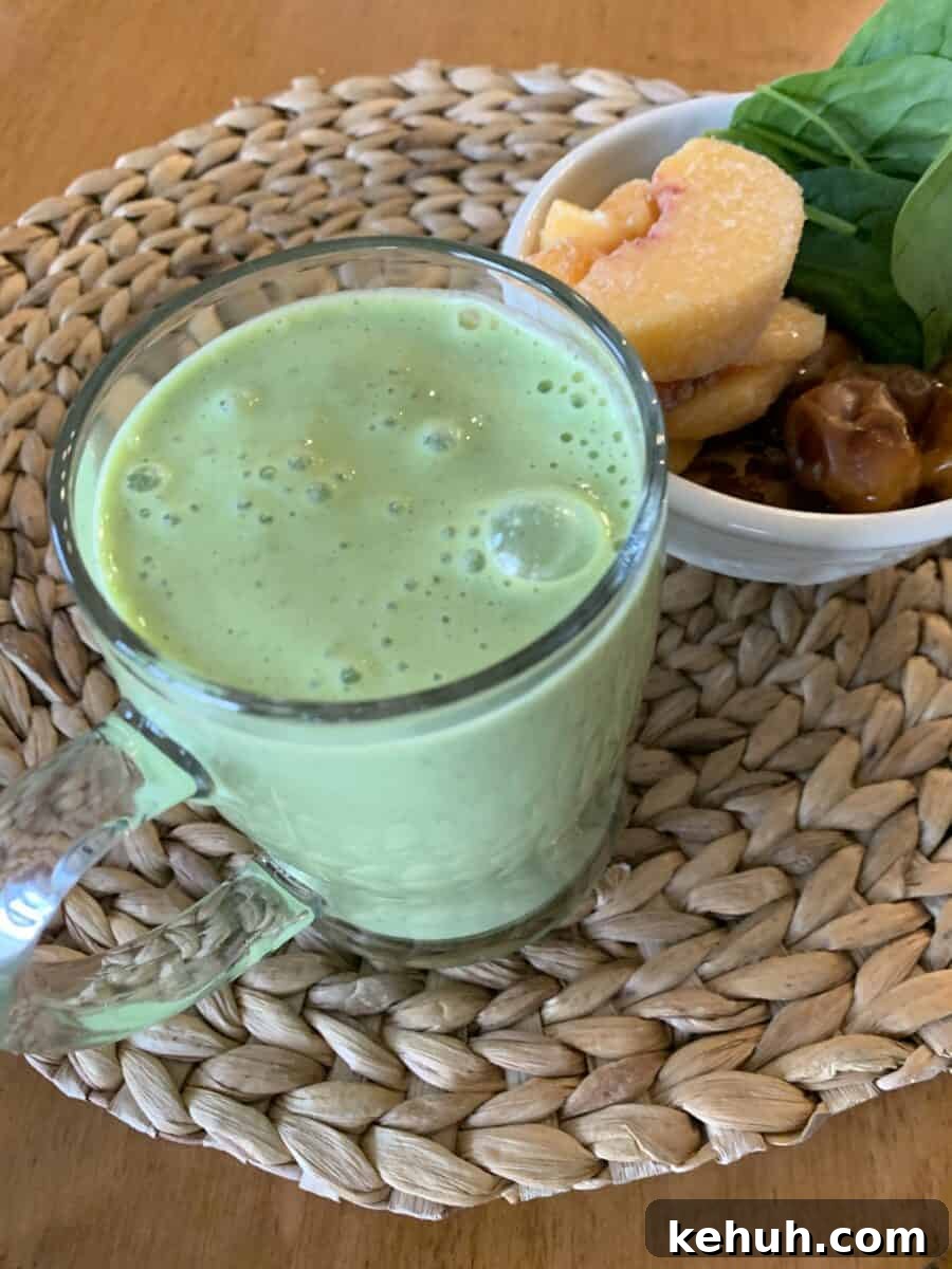 Refreshing Sweet Green Smoothie Recipe for Energy and Glow 9 Smoothie and ingredients placed next to each other.