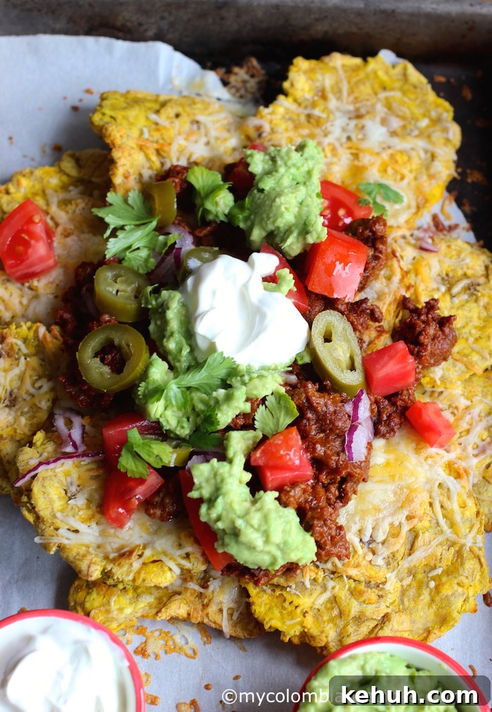 Patacón Nachos: Loaded Plantain Chips with Beef & Cheese 7 Patacón Loaded Nachos