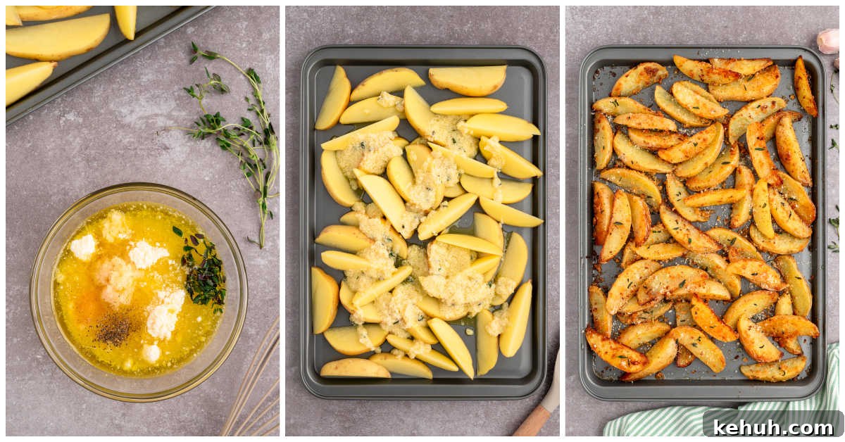 Crispy Parmesan and Thyme Roasted Potatoes Recipe 4 Steps to make Parmesan thyme roasted potatoes.