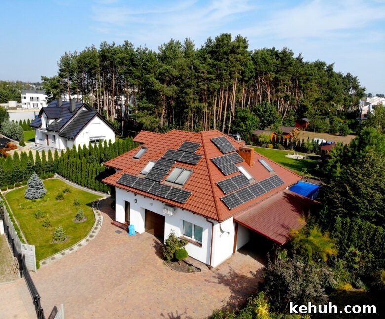 Solar panels on the roof of a house