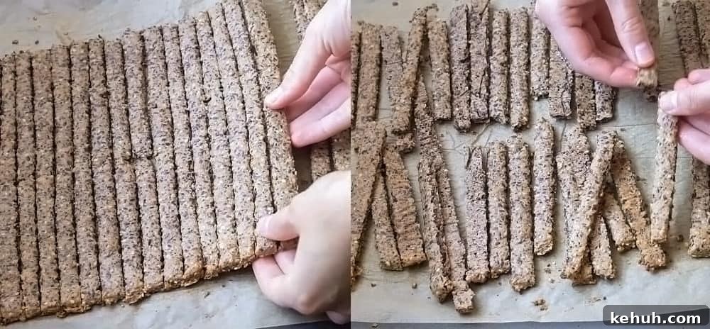 Crispy Quinoa Cracker Sticks — Gluten-Free Vegan Snack 5 Baked quinoa cracker sticks after baking - breaking apart the sticks