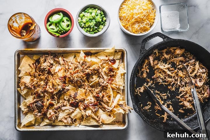 assembling pulled pork nachos 1
