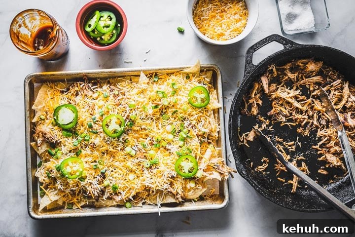 assembling pulled pork nachos 2