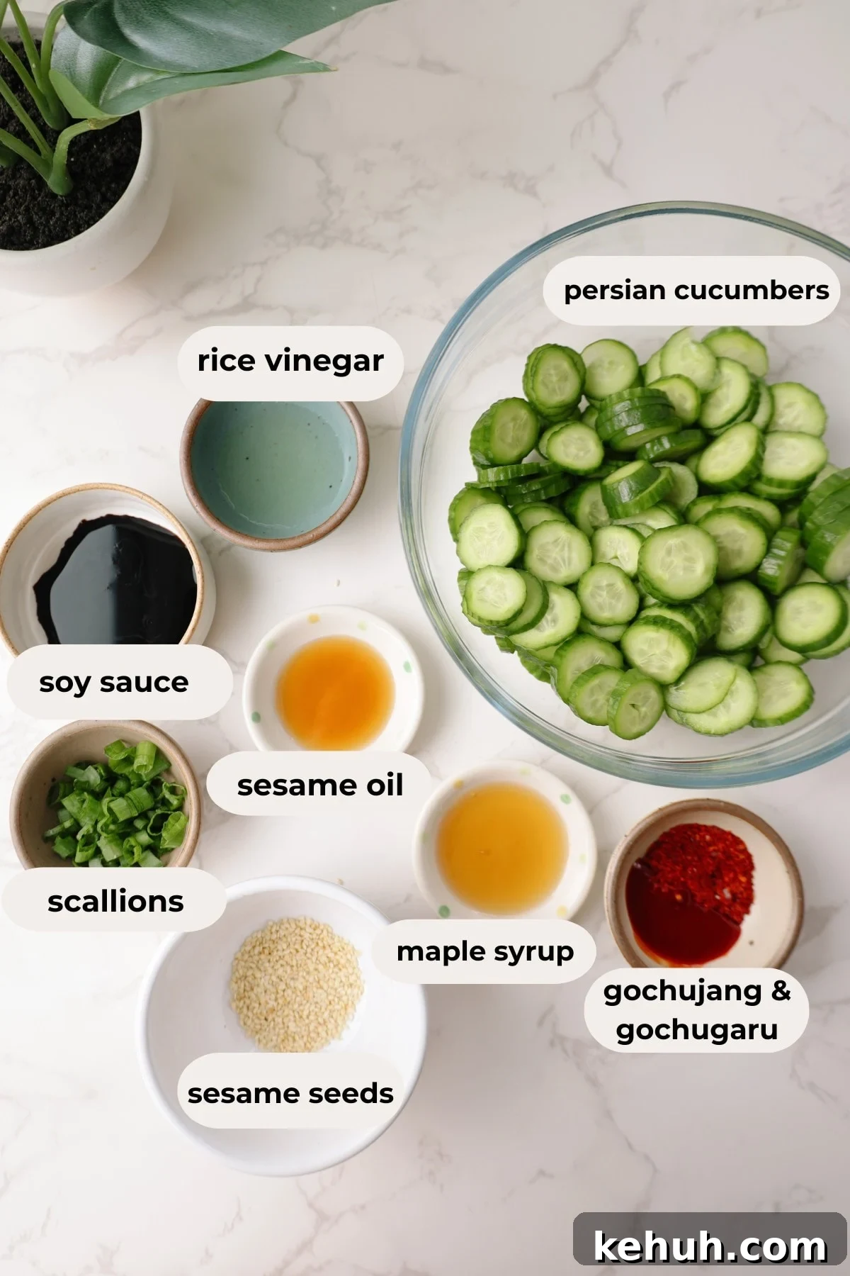 Korean cucumber salad ingredients.