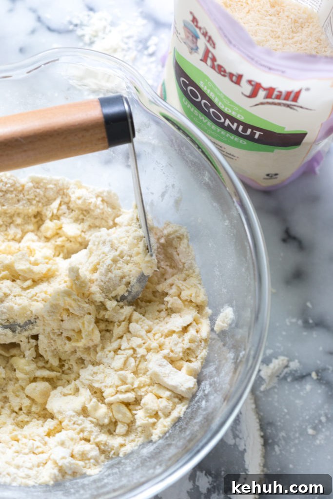 Mixing Coconut Pie Dough