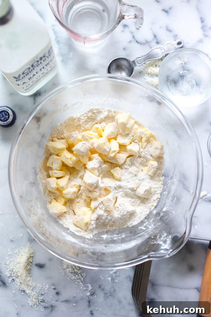 Mixing Coconut Pie Dough Crust