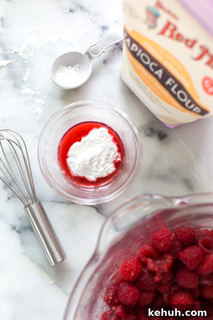 Thickening the Raspberry Lime filling with tapioca flour