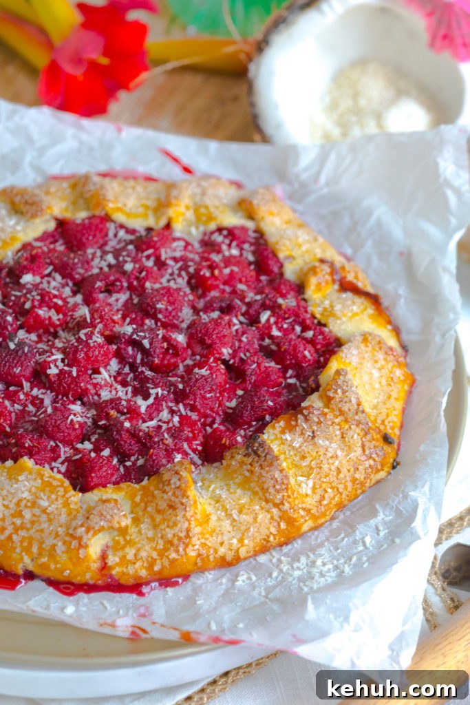 Topping Raspberry Galette with coconut