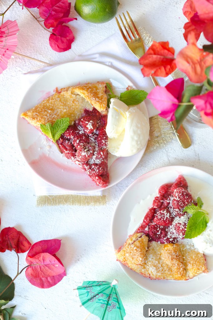 Slices of Raspberry Lime Coconut Galette