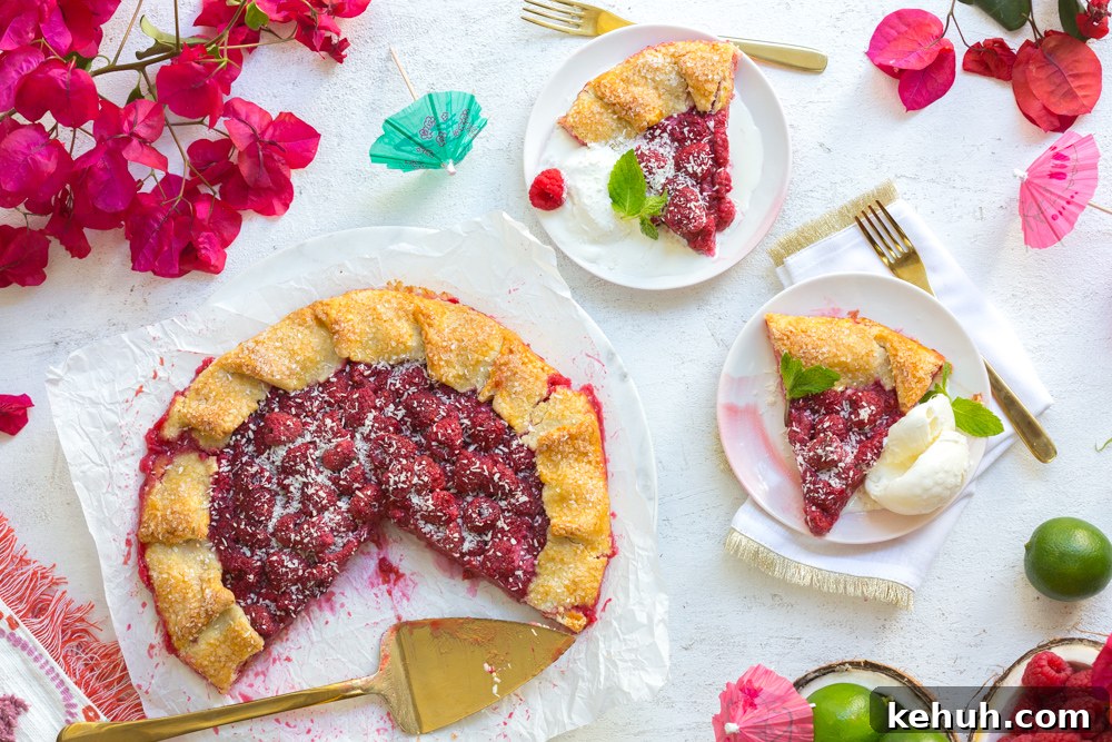 Lime Raspberry Galette with Coconut