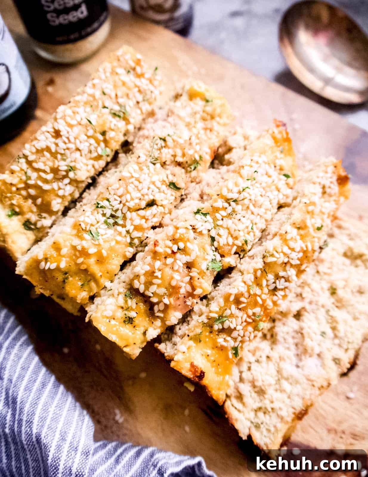 Honey Sesame Paleo Turkey Meatloaf Recipe for Low-Carb Dinners 2 Slices of Honey Sesame Paleo Turkey Meatloaf fresh out of the oven.