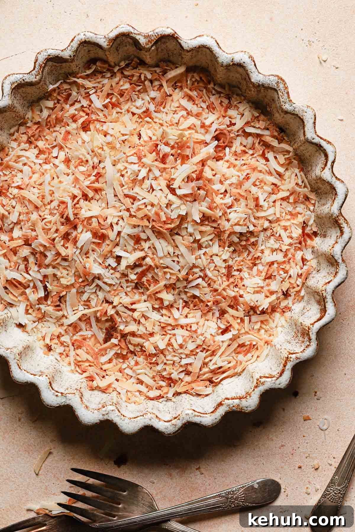 toasted coconut flakes in a bowl