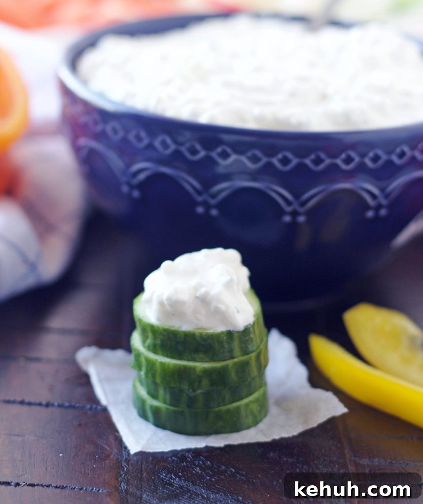 Creamy Ranch Cottage Cheese Dip Recipe for Parties & Snacks 3 Dip on a plate