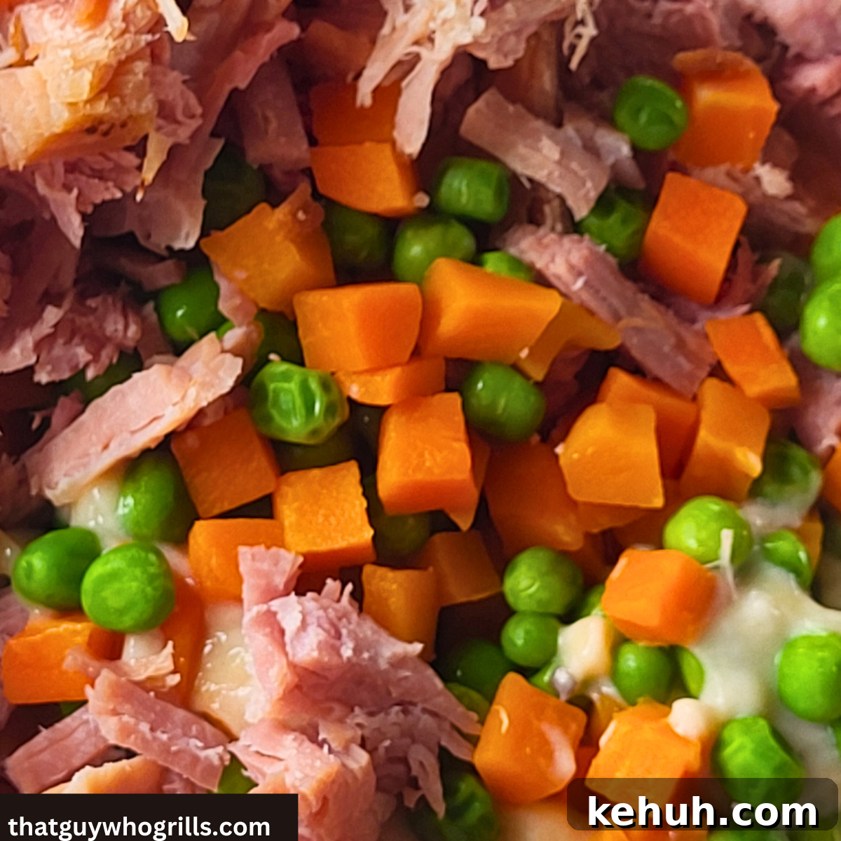 Smoked Ham Pot Pie: Savory Southern Comfort Recipe 3 Smoked Ham Shredded Mixed with peas and carrots