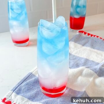 Red white blue layered drink.