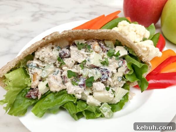 chicken and apple salad in pita