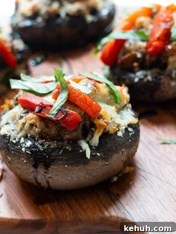 close up Italian stuffed mushrooms