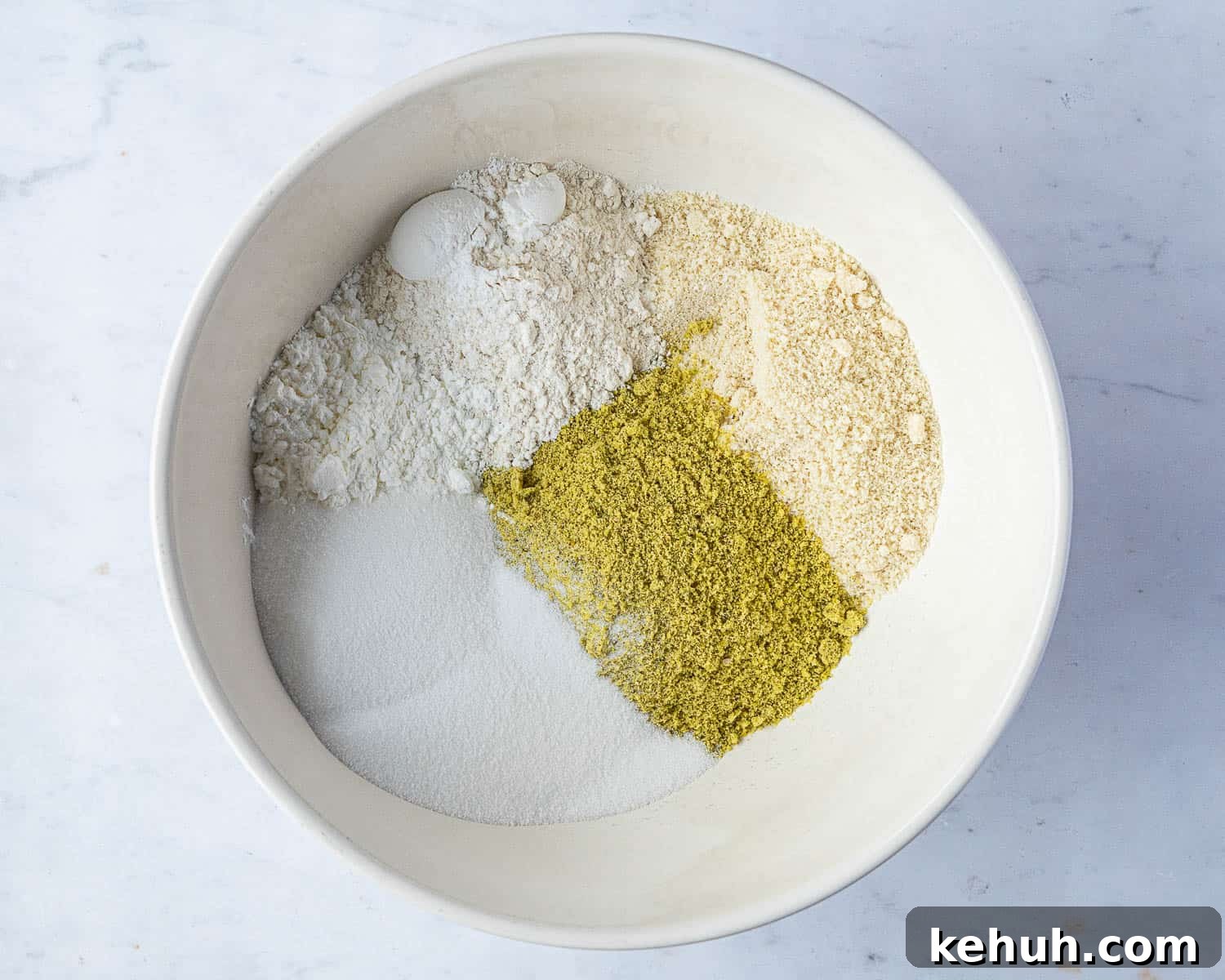 Vegan Pistachio and Cherry Frangipane Tart Recipe 5 Step 4, the frangipane dry ingredients in a bowl.