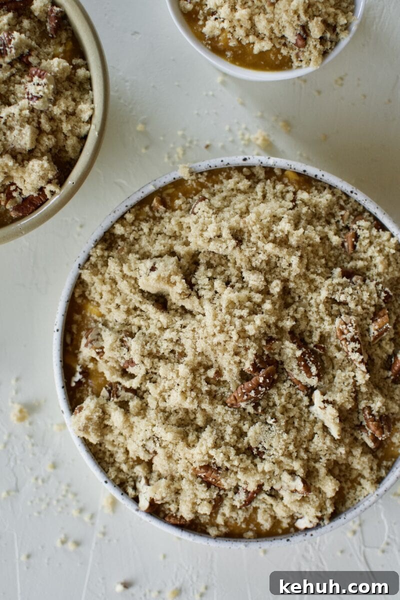 Great-Aunt Sally’s Classic Sweet Potato Soufflé Recipe 11 Place the sweet potato mixture in the casserole dish and top with the brown sugar crumble.
