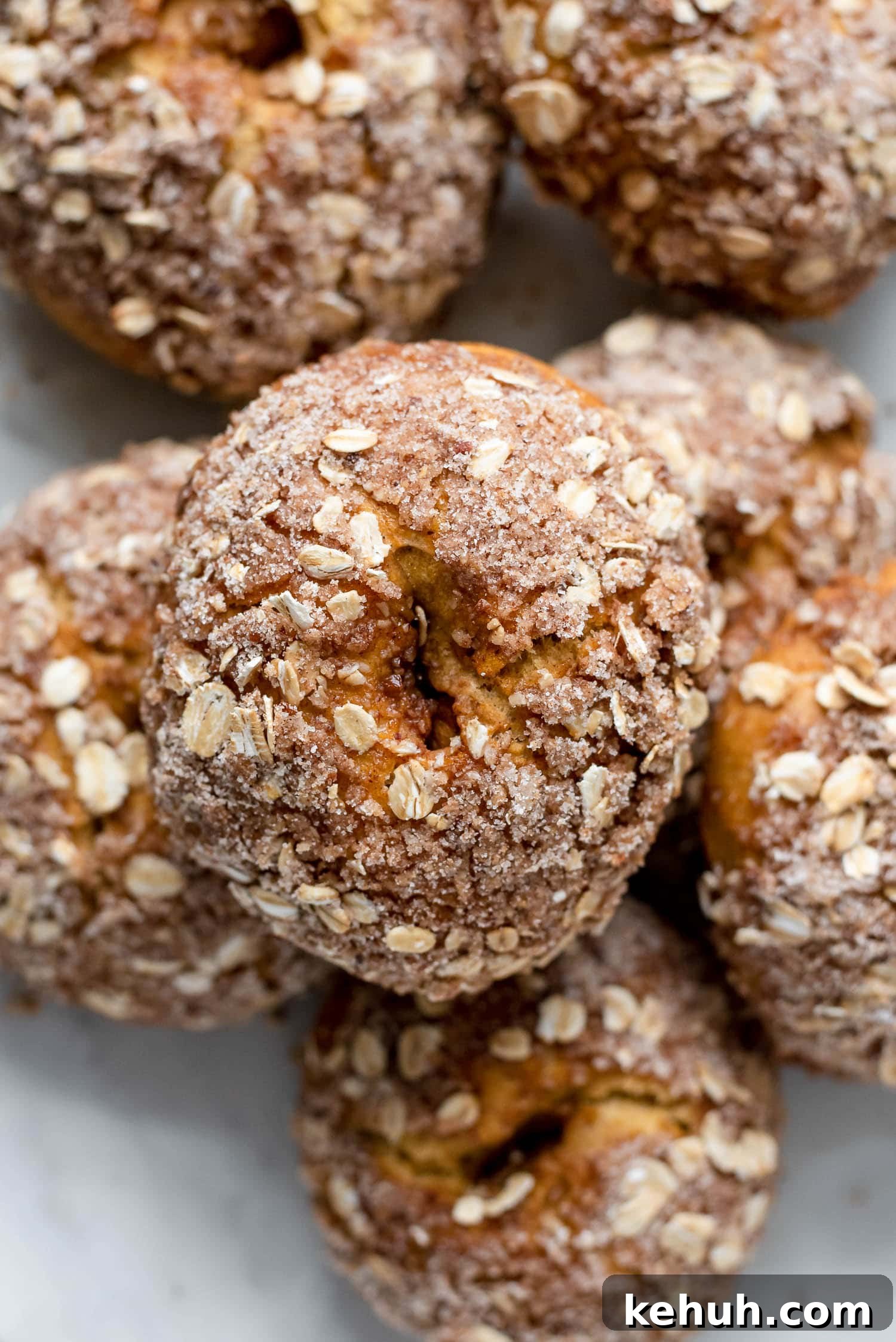 Pumpkin Spice Bagels Recipe: Homemade Fall Bagels with Warm Spices 6 close up of bagels showing texture