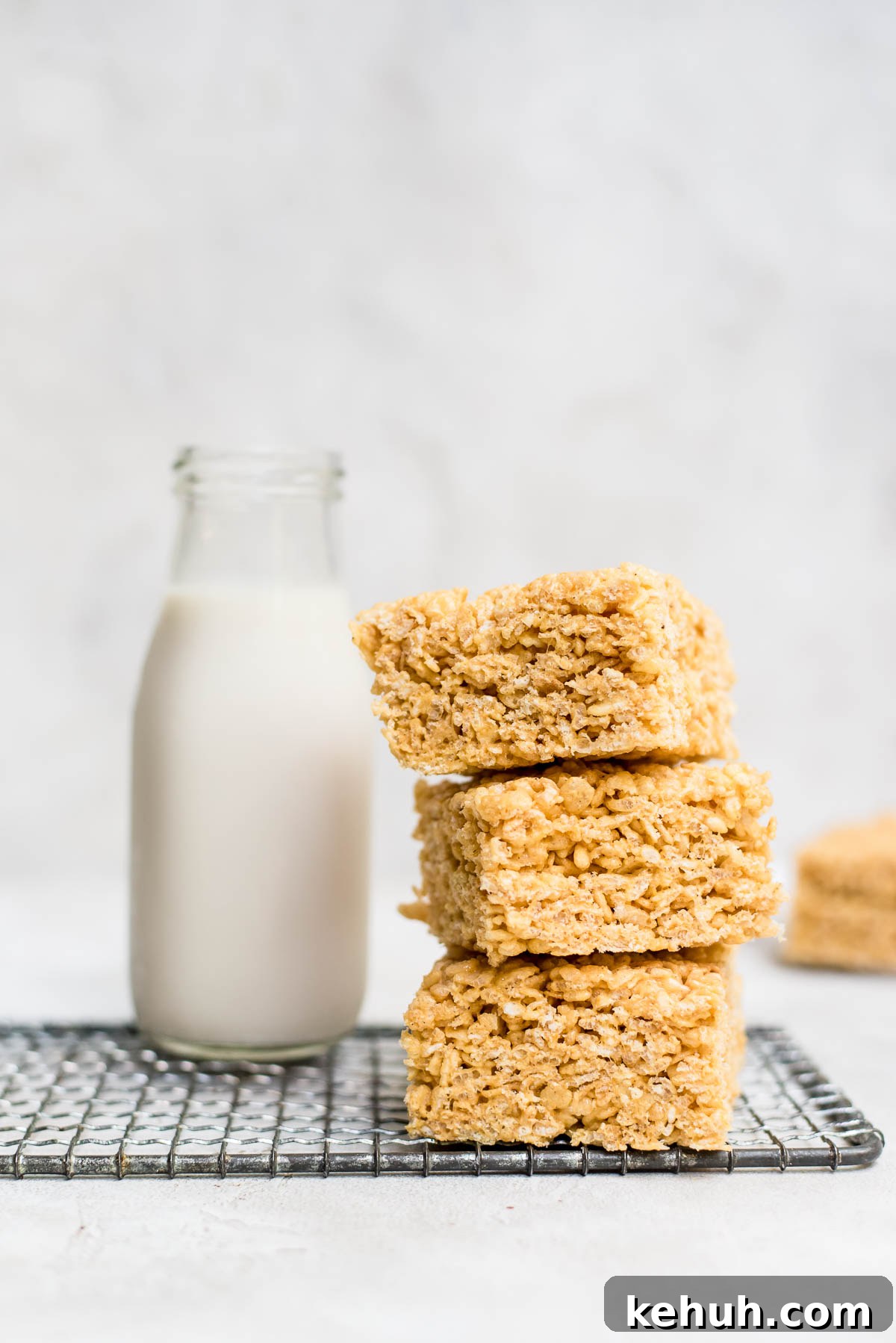 stacked pumpkin spice rice krispie treats