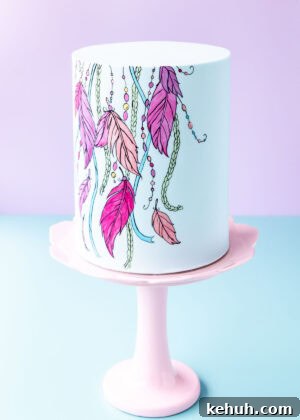 How to Cover a Cake with Smooth Ganache Finish 21 Boho Inspired Hand Painted Cake Tutorial