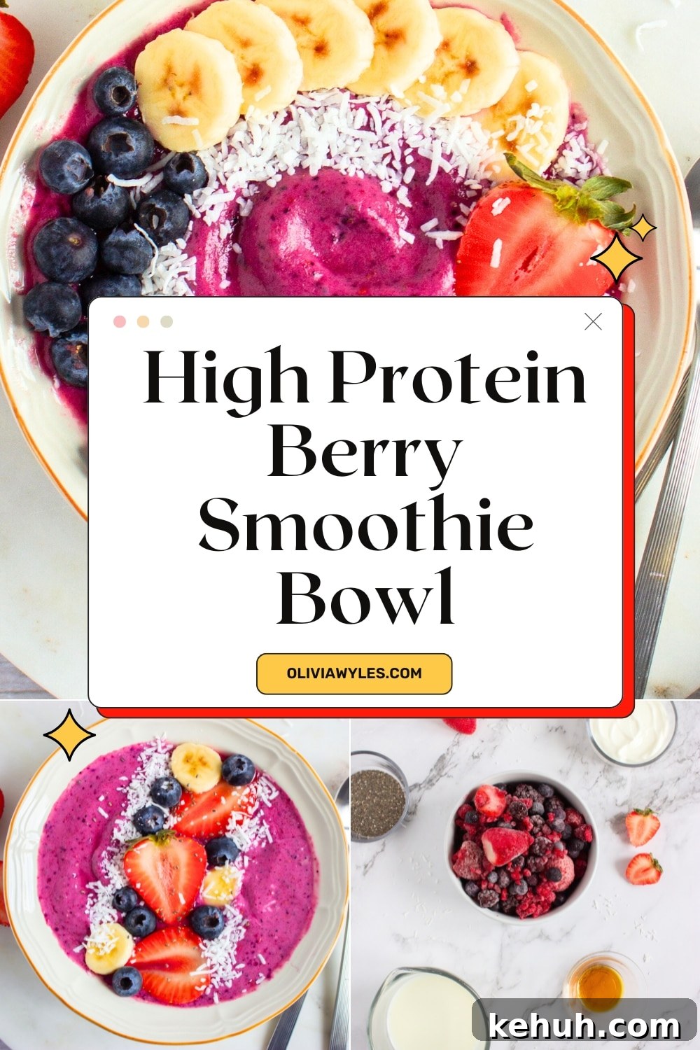 High Protein Berry Smoothie Bowl Pinterest Image