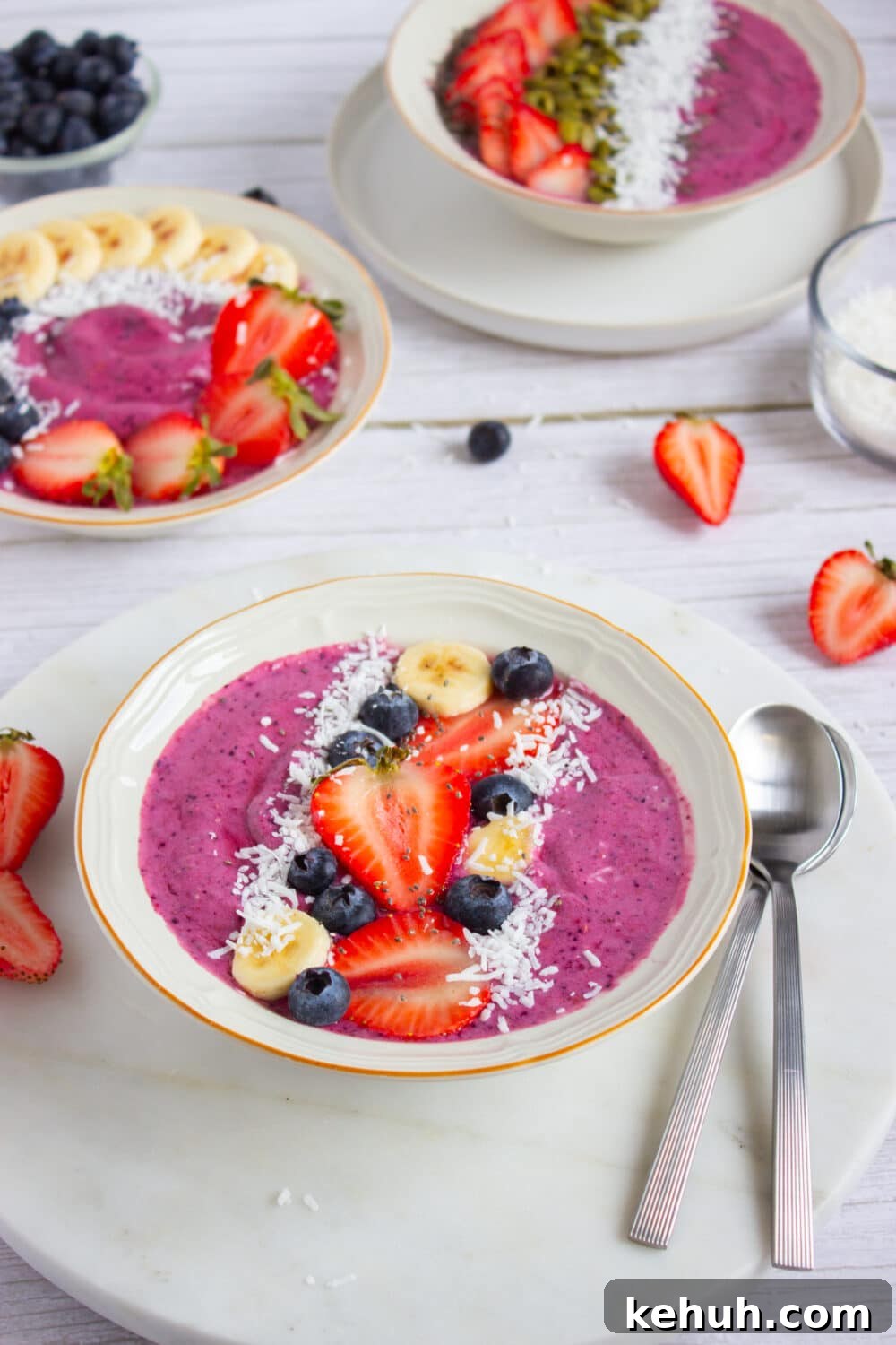 side view of High Protein Berry Smoothie Bowl
