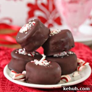 Oreo Peppermint Bonbons on a small white plate.