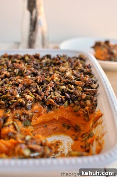 Sweet Potato Casserole with Molasses Candied Nut Crunch