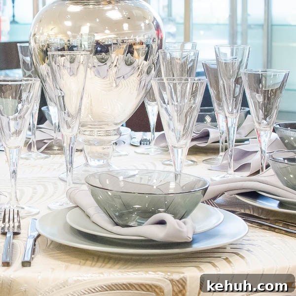 A mercury glass centerpiece makes everything sparkle!