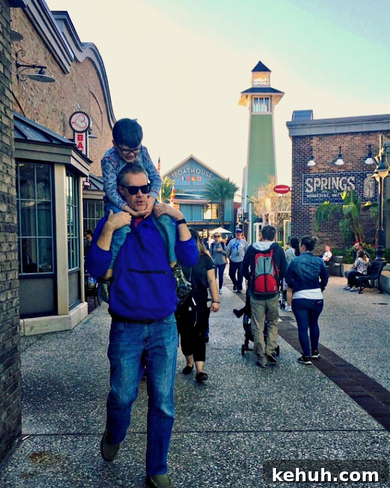 Disney Springs Parking Guide: Find Faster, Stress-Free Spots Today 6 Disney Springs on Daddys Shoulders