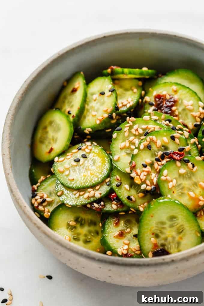 Quick Asian Cucumber Salad Ready in 10 Minutes 10 Asian cucumber salad topped with sesame seeds