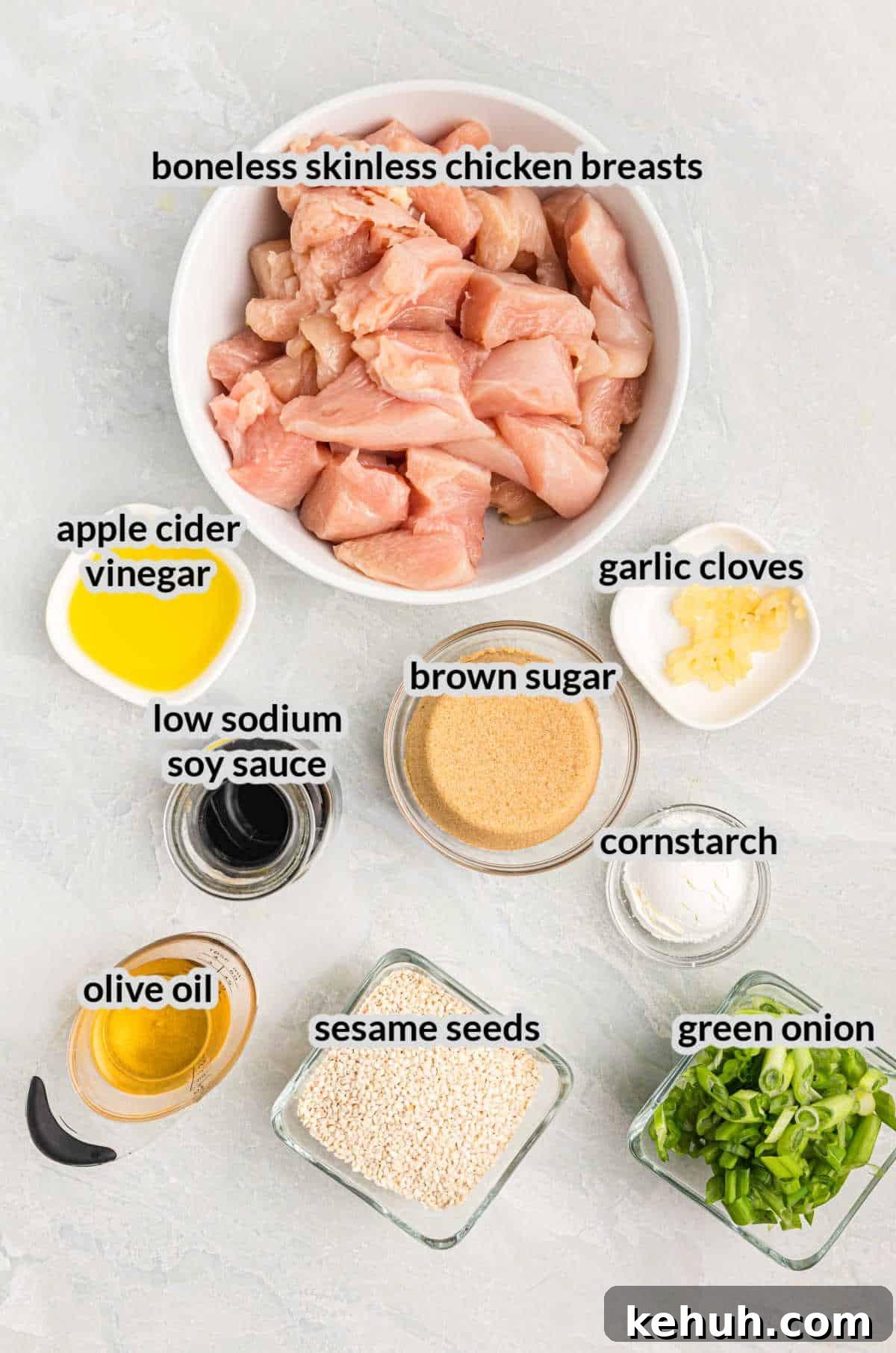 Overhead Image of Blackstone Teriyaki Chicken Ingredients