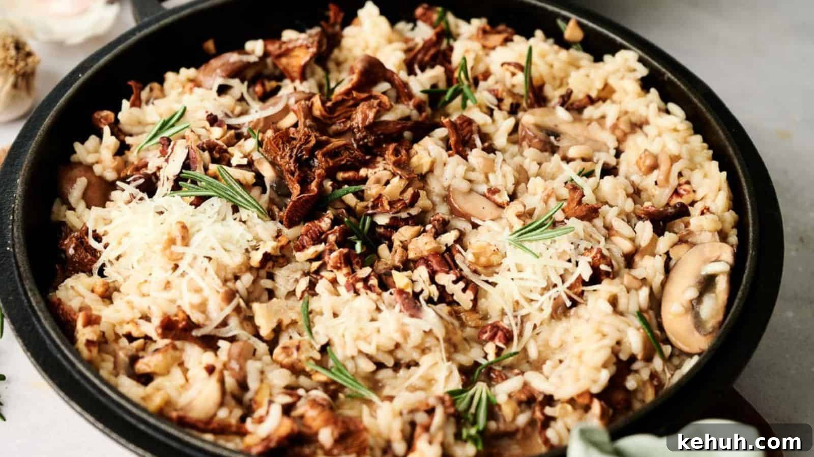 31 Homemade Thanksgiving Sides That Outshine Store-Bought 31 A bowl of risotto with mushrooms and parmesan cheese.